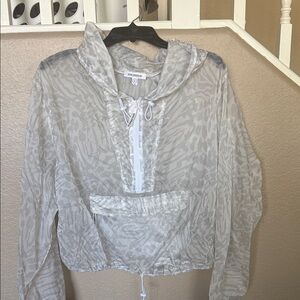 Good American sackable Sheer White Animal Print Windbreaker